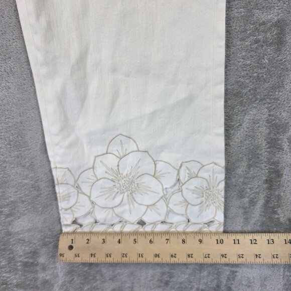 Pilcro Anthropologie Jeans Womens 30 Embroidered Floral Scallop Hem Cropped - Picture 8 of 13